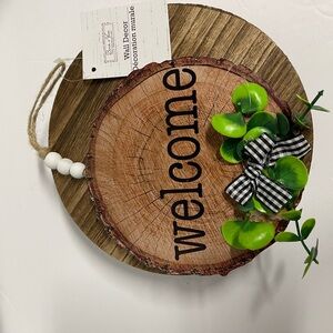 Rustic Welcome Wall Decor with Green Accents